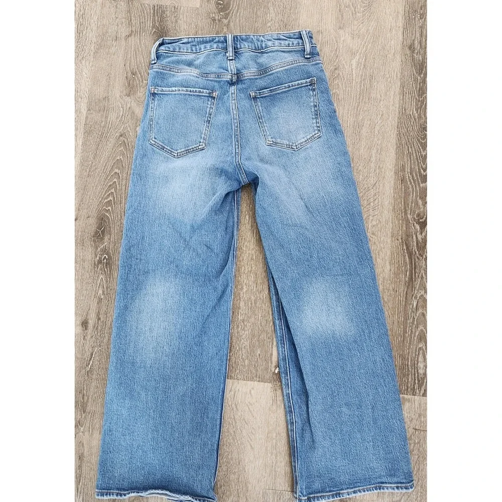 Quince Ultra-Stretch Wide Leg Jeans Medium Wash Blue High Rise Denim Size 28